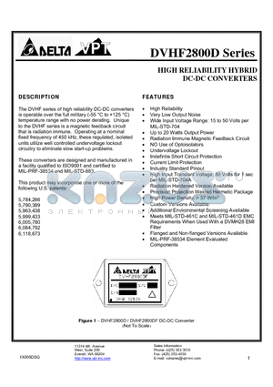 DVHF2805DF/H-XXX datasheet - HIGH RELIABILITY HYBRID DC-DC CONVERTERS