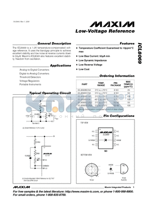 ICL8069DCSA datasheet - Low-Voltage Reference