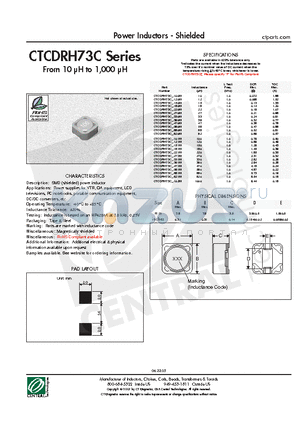 CTCDRH73C-681M datasheet - Power Inductors - Shielded