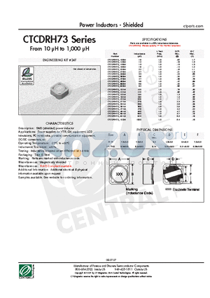 CTCDRH73F-100M datasheet - Power Inductors - Shielded