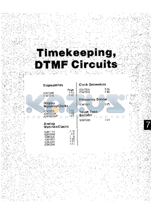 ICM1115A datasheet - TIMEKEEPING DTMF CIRCUITS