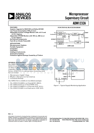 ADM1232AARM datasheet - Microprocessor Supervisory Circuit