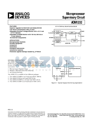 ADM1232ARN datasheet - Microprocessor Supervisory Circuit