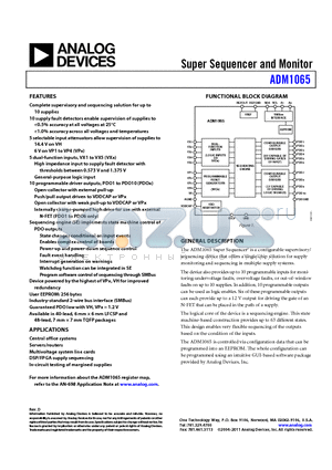 ADM1065ASUZ datasheet - Super Sequencer and Monitor