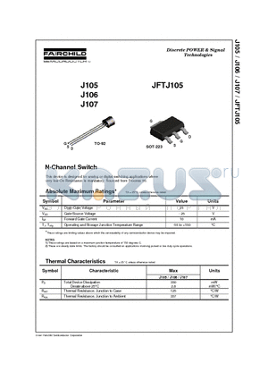 J105 datasheet - N-Channel Switch