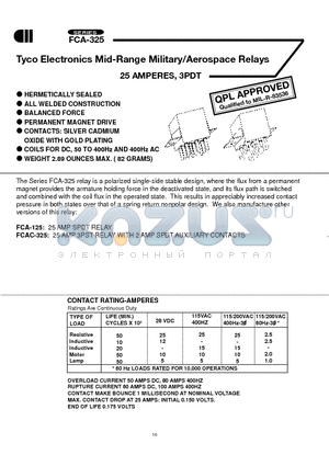 FCA-325-AY6 datasheet - Mid-Range Military/Aerospace Relays