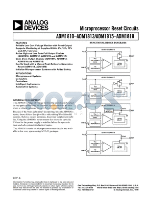 ADM1811 datasheet - Microprocessor Reset Circuits