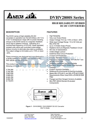 DVHV2805SR/HB-XXX datasheet - HIGH RELIABILITY HYBRID DC-DC CONVERTERS