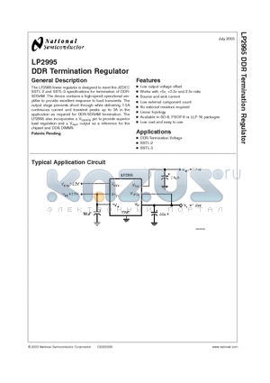 LP2995 datasheet - DDR Termination Regulator