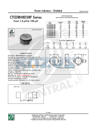 CTCDRH8D38F-101N datasheet - Power Inductors - Shielded