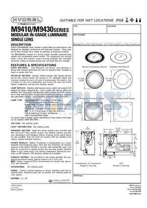 M9410 datasheet - MODULAR IN-GRADE LUMINAIRE SINGLE LENS