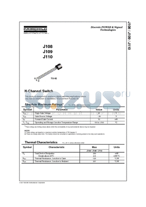 J108 datasheet - N-Channel Switch