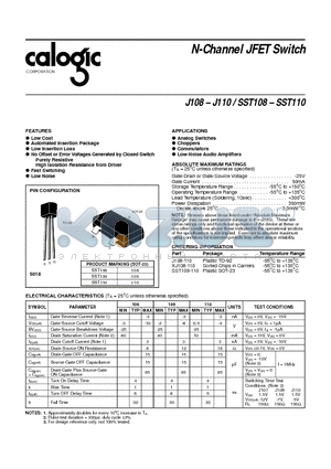 J108 datasheet - N-Channel JFET Switch