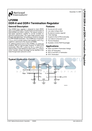 LP2998 datasheet - DDR-II and DDR-I Termination Regulator