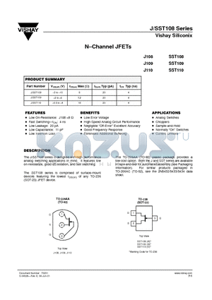 J108 datasheet - N-Channel JFETs