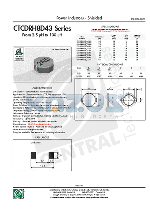 CTCDRH8D43F-101N datasheet - Power Inductors - Shielded