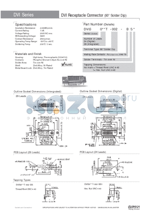 DVIS029T-002-BS datasheet - DVI Receptacle Connector (90` Solder Dip)