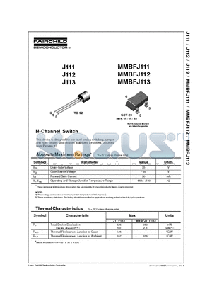 J111 datasheet - N-Channel Switch