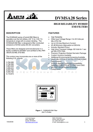 DVMSA28/ES-XXX datasheet - HIGH RELIABILITY HYBRID EMI FILTERS