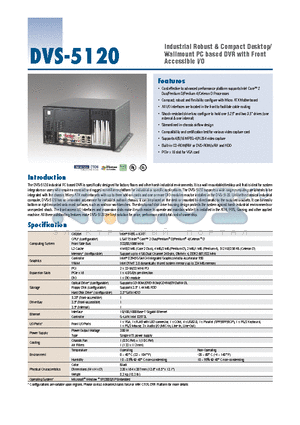 DVS-5120-945G-8H datasheet - Industrial Robust & Compact Desktop/ Wallmount PC based DVR with Front Accessible I/O
