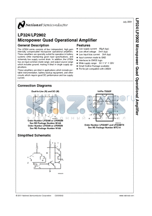 LP324N datasheet - Micropower Quad Operational Amplifier