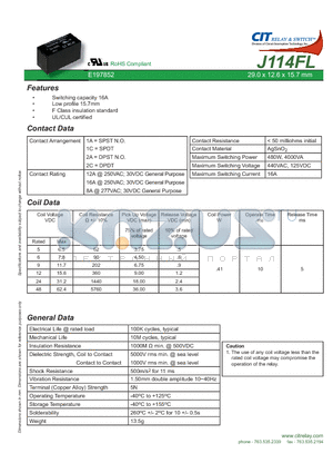 J114FL1AS86VDC.41 datasheet - CIT SWITCH