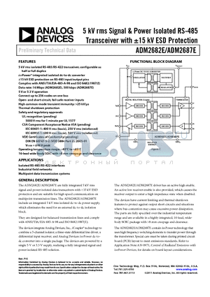 ADM2682EBRIZ datasheet - 5 kV rms Signal & Power Isolated RS-485 Transceiver with a15 kV ESD Protection