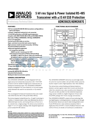 ADM2687EBRIZ datasheet - 5 kV rms Signal & Power Isolated RS-485 Transceiver with a15 kV ESD Protection