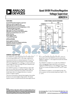 ADM2914-2ARQZ datasheet - Quad UV/OV Positive/Negative