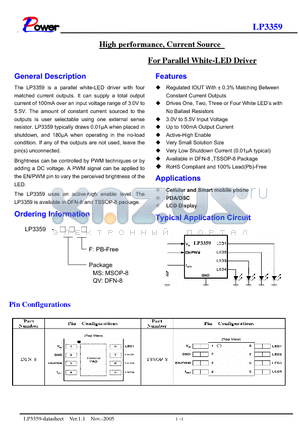 LP3359-QVF datasheet - High performance, Current Source For Parallel White-LED Driver