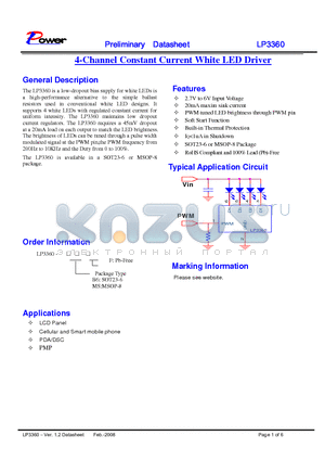 LP3360-MSF datasheet - 4-Channel Constant Current White LED Driver