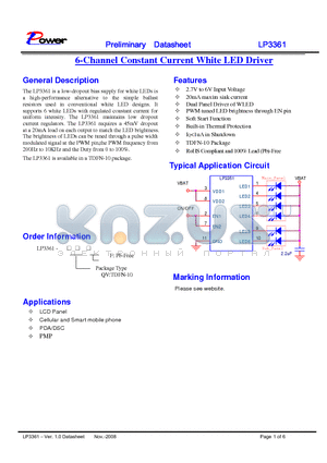 LP3361-QVF datasheet - 6-Channel Constant Current White LED Driver