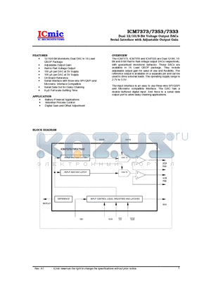 ICM7353 datasheet - Dual 12/10/8-Bit Voltage Output DACs Serial Interface with Adjustable Output Gain