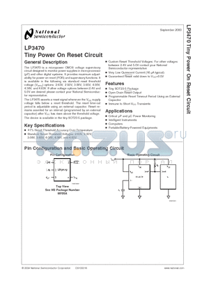 LP3470M5X-2.93 datasheet - Tiny Power On Reset Circuit