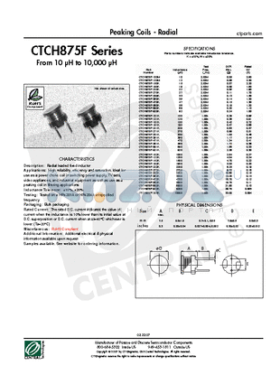 CTCH875F-103K datasheet - Peaking Coils - Radial