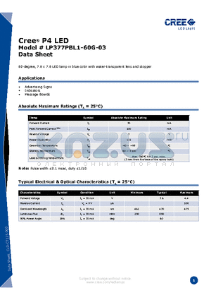 LP377PBL1-60G-03 datasheet - P4 LED