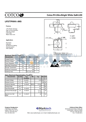 LP377PWH1-90G datasheet - Cotco P4 Ultra Bright White GaN LED