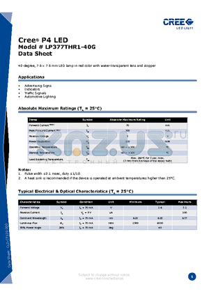 LP377THR1-40G datasheet - P4 LED