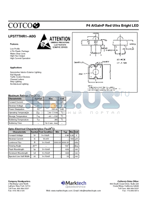 LP377THR1-A0G datasheet - P4 AlGaInP Red Ultra Bright LED