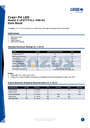 LP377TYL1-70G-01 datasheet - P4 LED