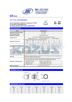 LZ2W220KT datasheet - CHIP TYPE, LOW IMPEDANCE