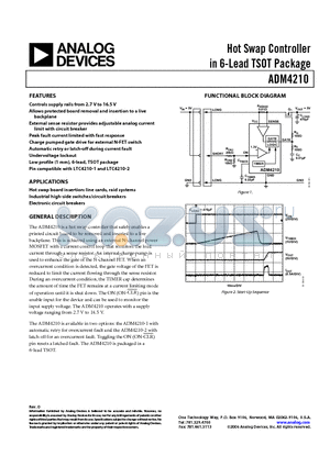 ADM4210-1AUJZ-RL7 datasheet - Hot Swap Controller in 6-Lead TSOT Package