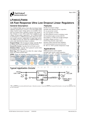 LP3853ET-1.8 datasheet - 3A Fast Response Ultra Low Dropout Linear Regulators