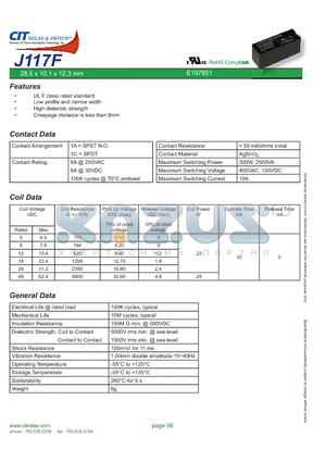 J117F1AS5VDC datasheet - CIT SWITCH