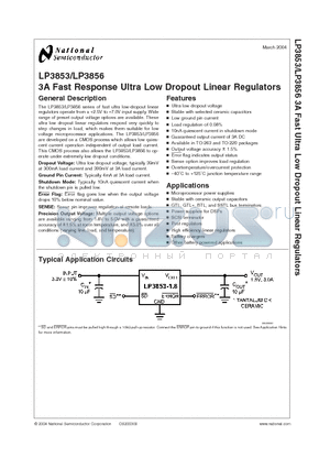 LP3853ET-2.5 datasheet - 3A Fast Response Ultra Low Dropout Linear Regulators