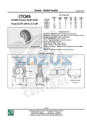 CTCMS3214-1 datasheet - Toroids - Radial Leaded