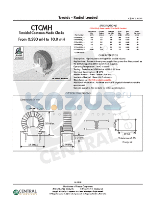 CTCMH3224F-1 datasheet - Toroids - Radial Leaded