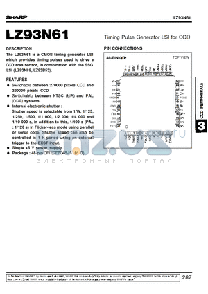 LZ93N61 datasheet - Timing Pulse Generator LSI for CCD