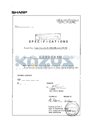 LZ9GG33 datasheet - Single Chip Drive IC(270K/320K pixel B/W CCD)