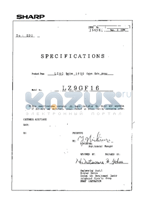 LZ9GF16 datasheet - LZ 9 G Series 1 6 0 0 Gates Gate Array